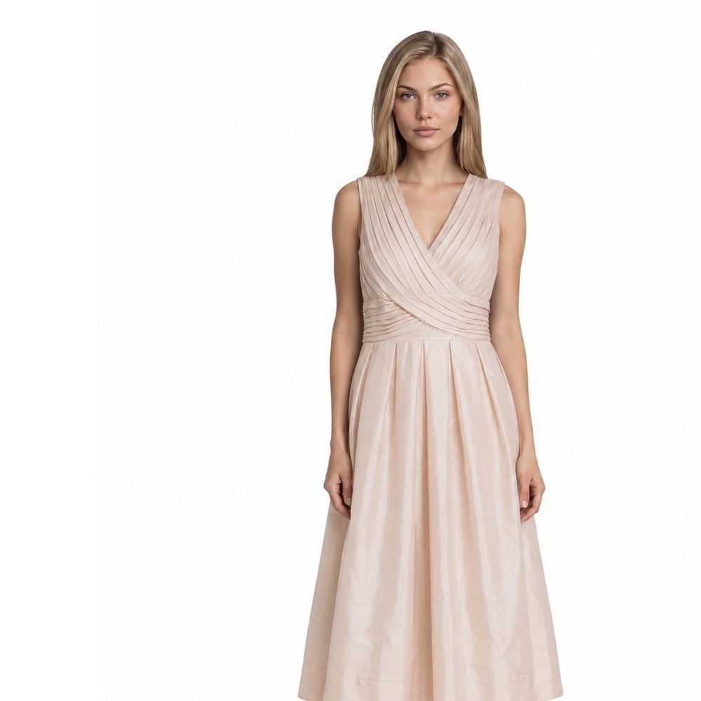Adrianna Papell Cocktail‎ Dress Women's Size 22W Blush Pink Pleated Taffeta